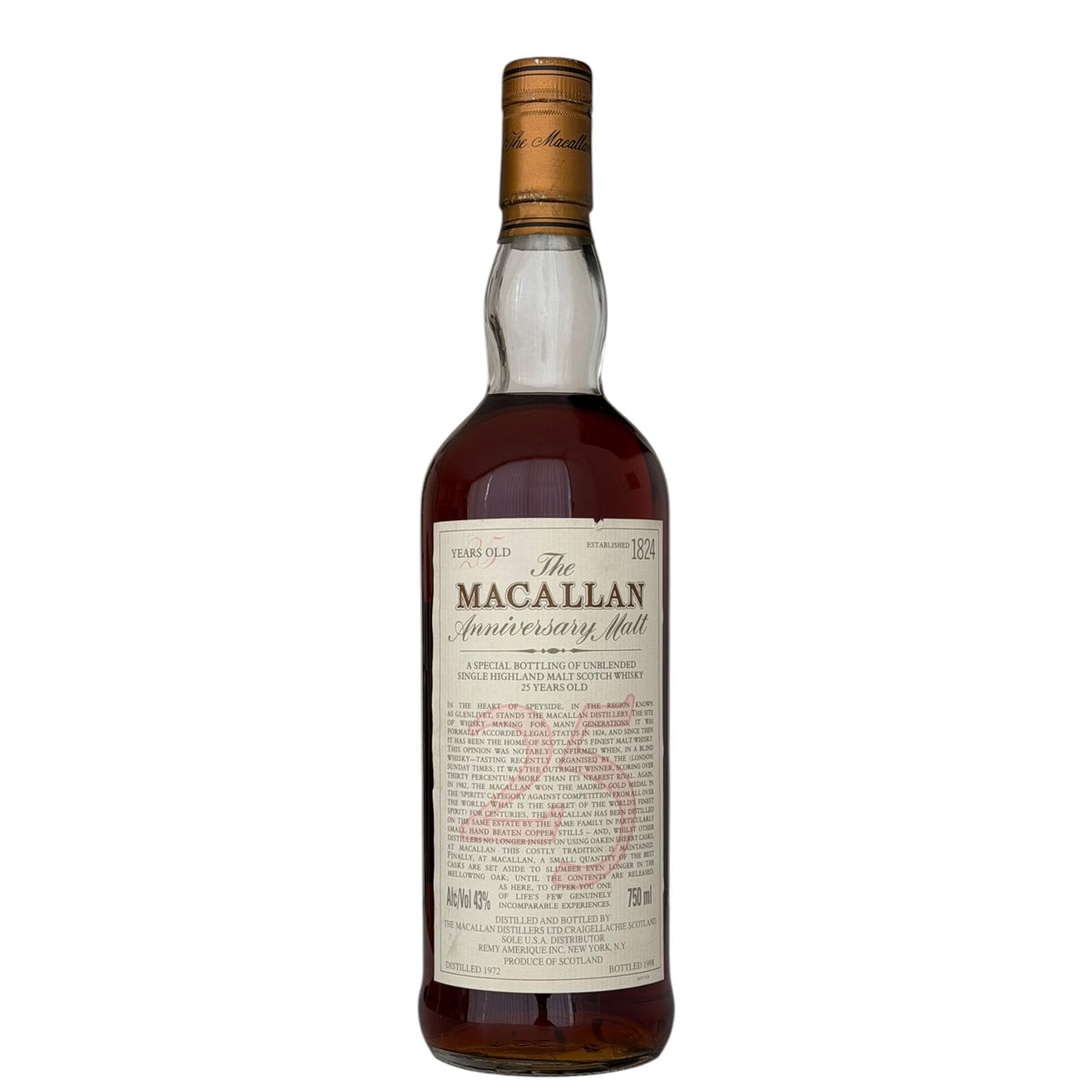 Actual bottle: Macallan 1972 25 Year Old Anniversary Malt 75cl front
