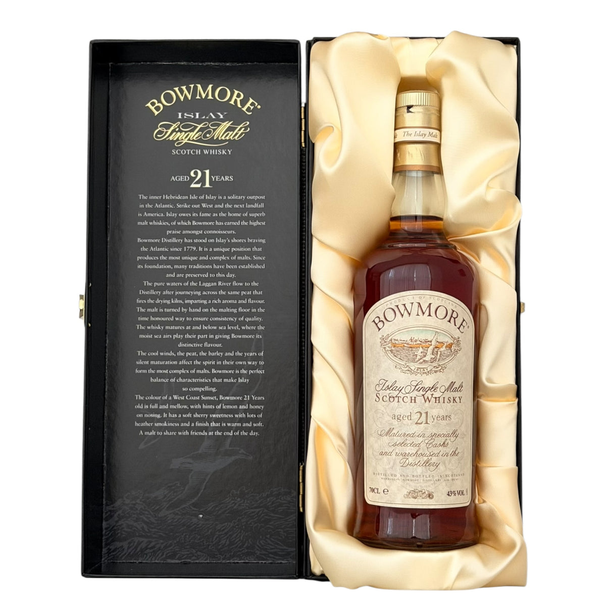 Bowmore 21 Year Old Bot. 1990s rear bottle view