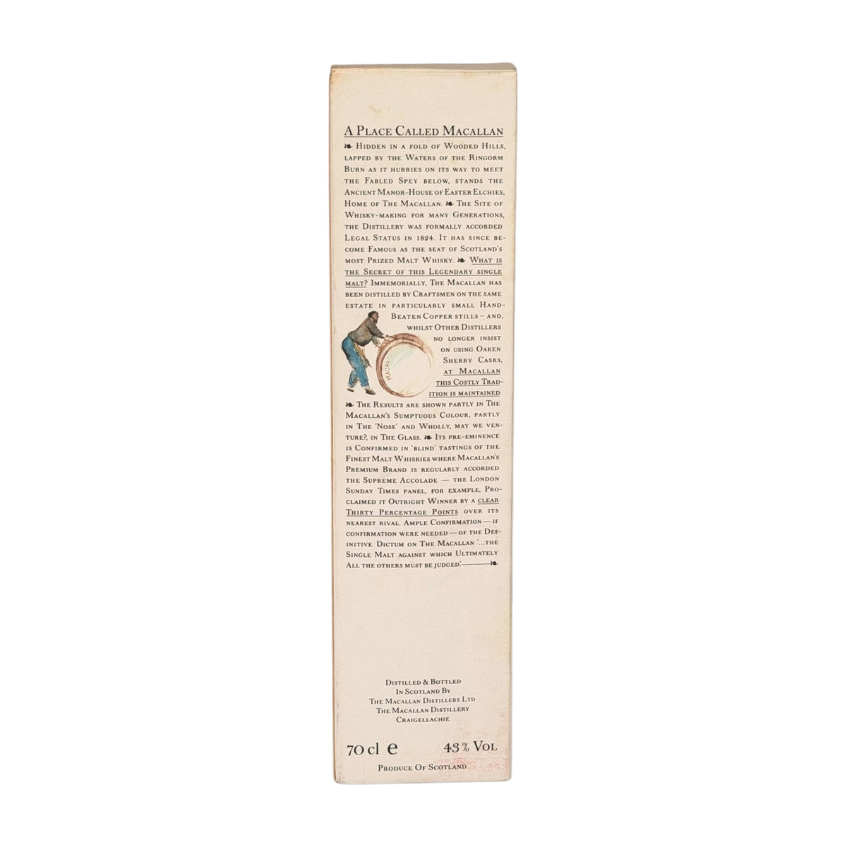 Macallan 12 Year Old Bot. 1980s presentation carton rear