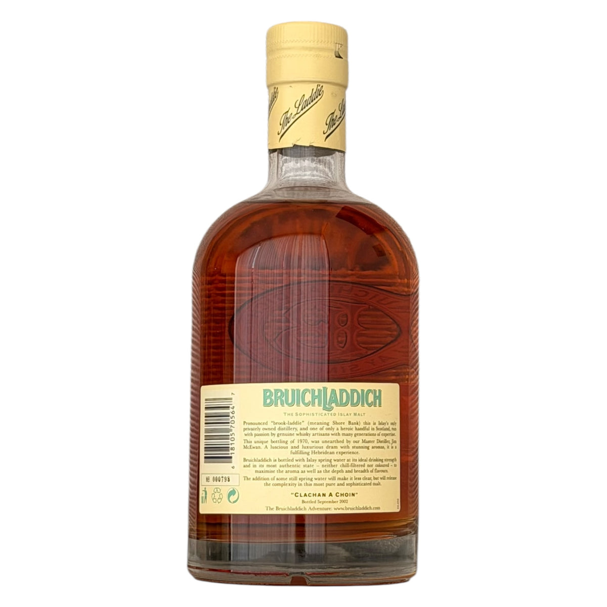 Bruichladdich 1970 rear bottle view