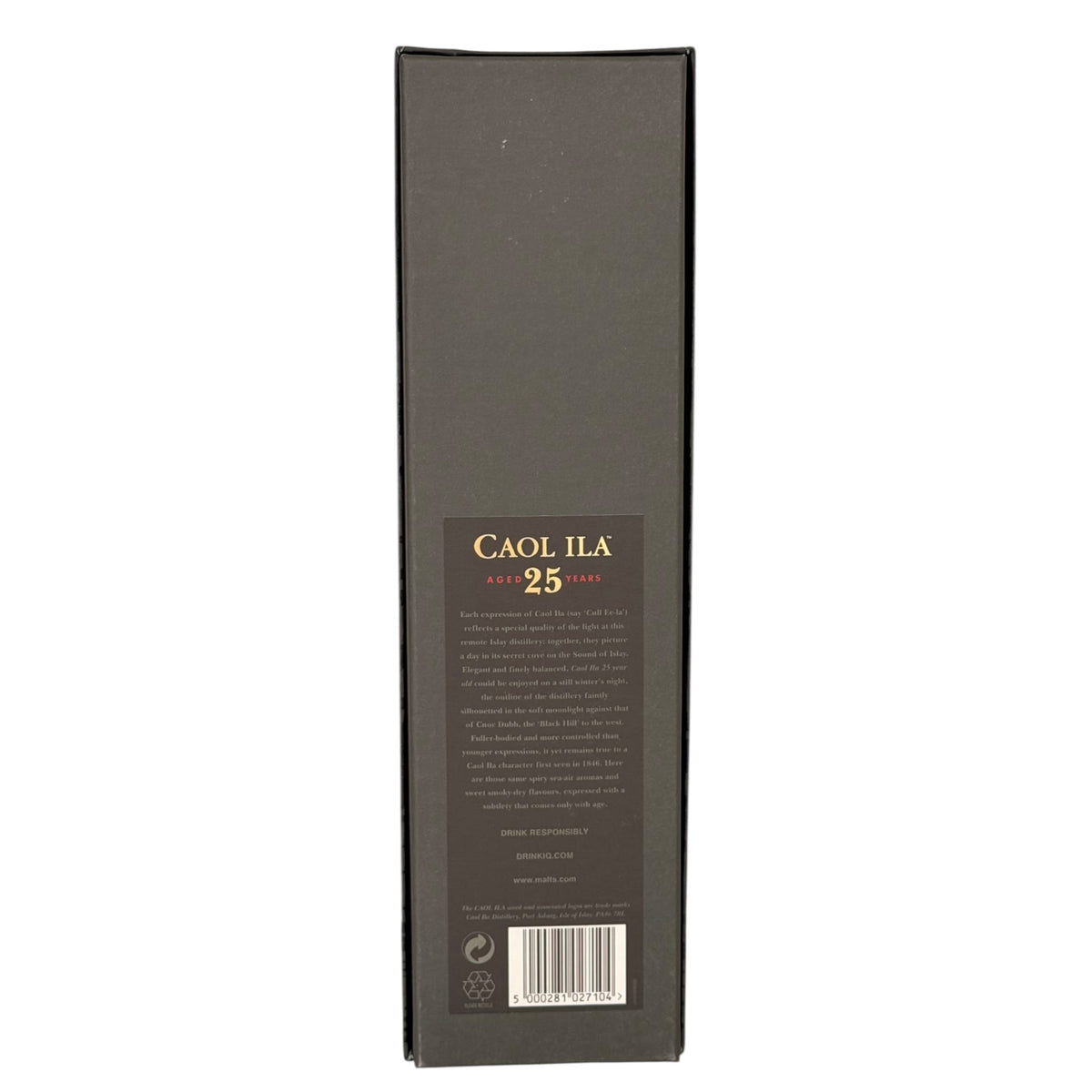 Caol Ila 25 Year Old presentation box rear