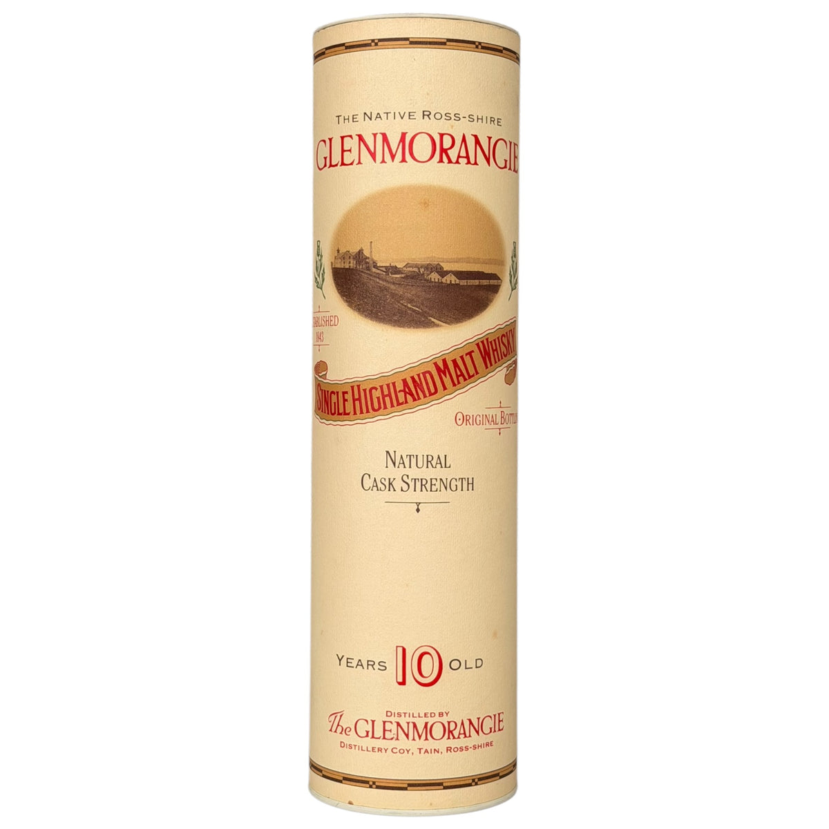 Glenmorangie 1984 10 Year Old Natural Cask Strength presentation tube front