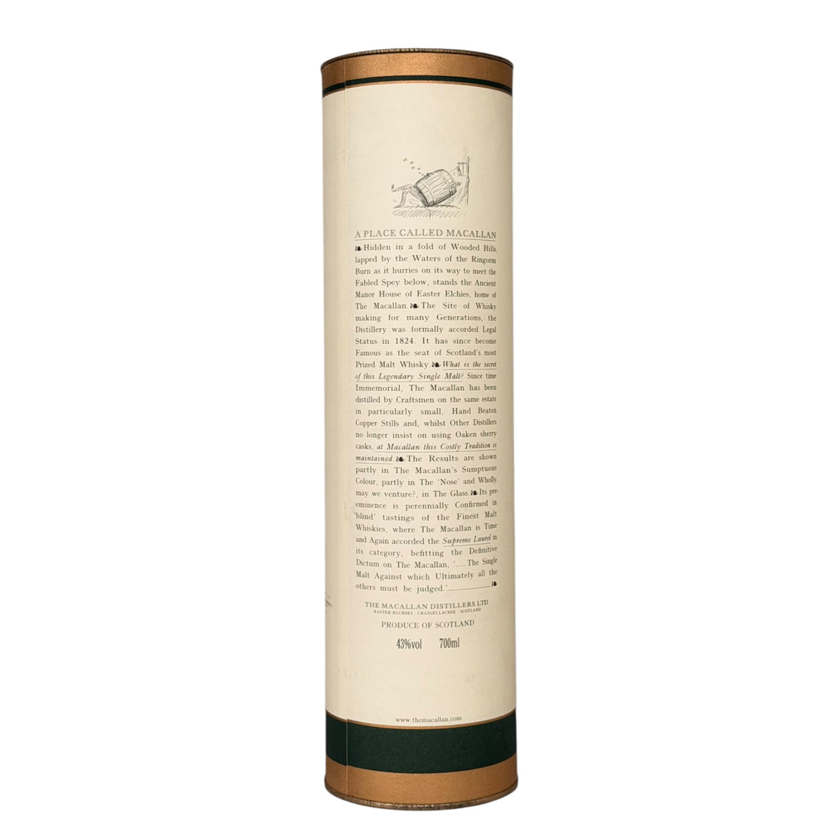 Macallan 1984 15 Year Old presentation tube rear