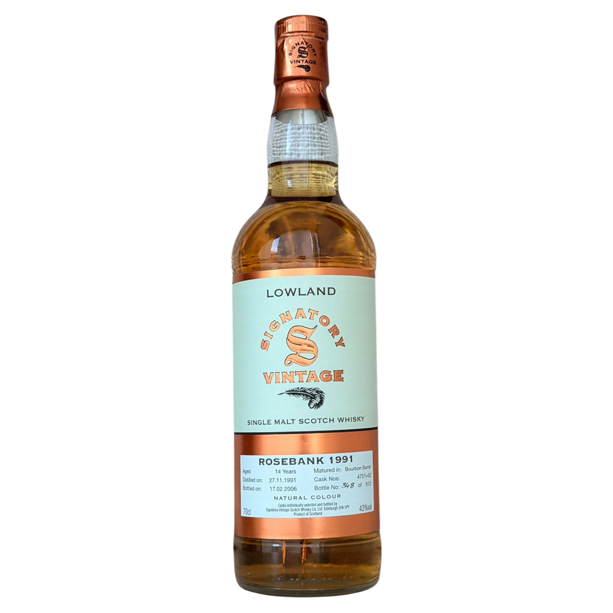 Rosebank 1991 14 Year Old Signatory Vintage bottle