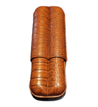 Bosquet Paris - Case for 2 cigars - Genuine crocodile leather - Antique Brown