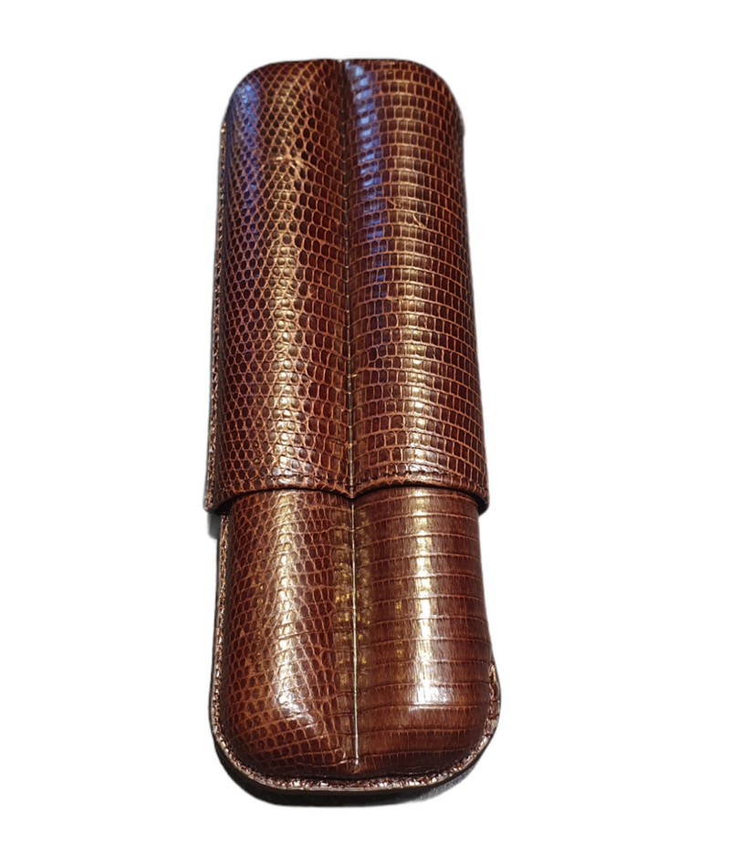 Bosquet Paris - Case for 2 cigars - Lizard leather - dark brown