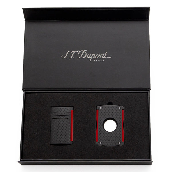 S.T. Dupont - Lighter & Cigar Cutter Set - Maxijet Black & Red