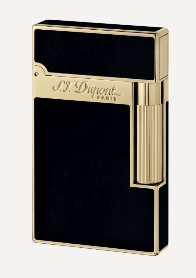 S.T. DUPONT - LIGNE 2 - Black and Gold Finish Natural Lacquer Lighter