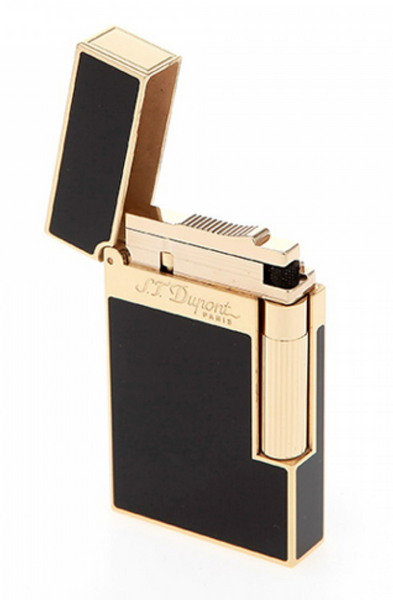 S.T. DUPONT - LIGNE 2 - Black and Gold Finish Natural Lacquer Lighter