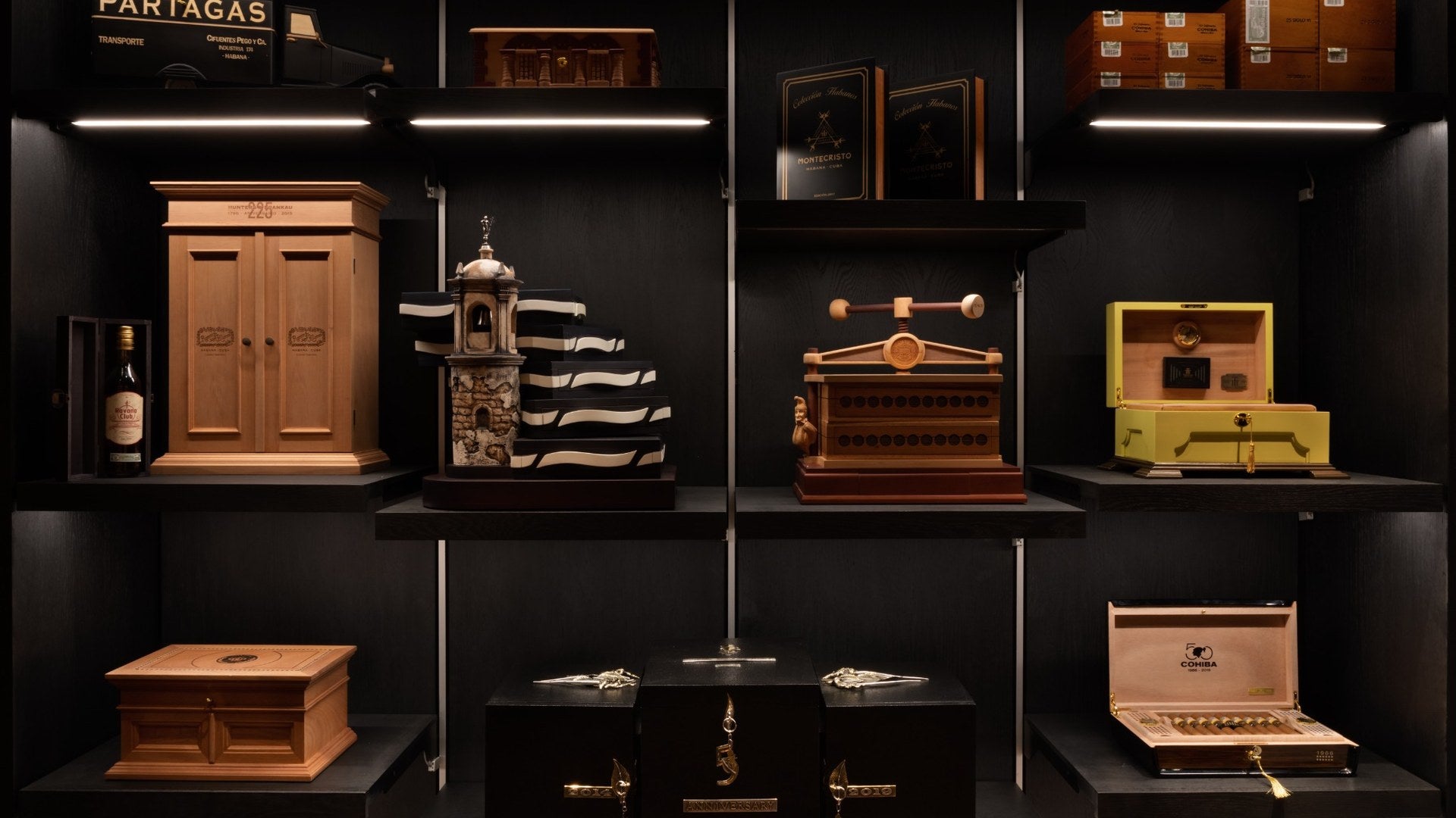 Rare and collectible cigar humidors displayed by Havana Cigar Exchange